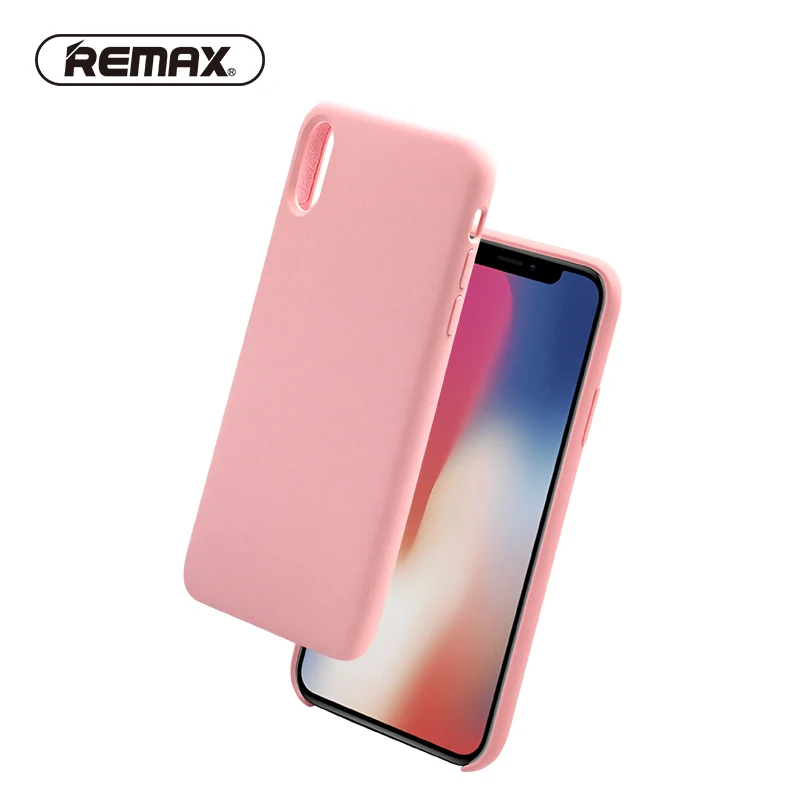 REMAX Elegant Liquid Silicone Phone Case for IPhone X Plain Absolute Protection Anti-oil Back Cover Fibre Lining Bag |