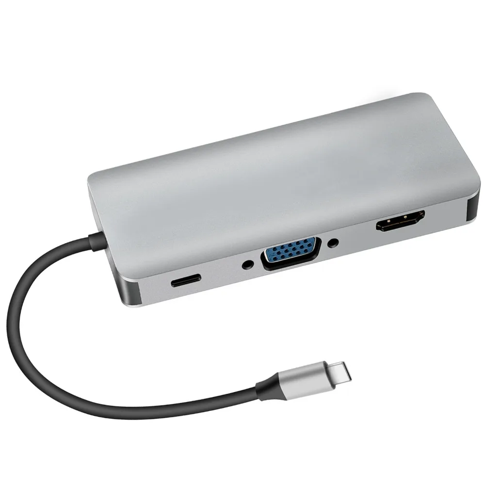 9 в 1 type C Thunderbolt 3 концентратор 4K USB C к HDMI адаптер RJ45 Ethernet SD кардридер адаптер