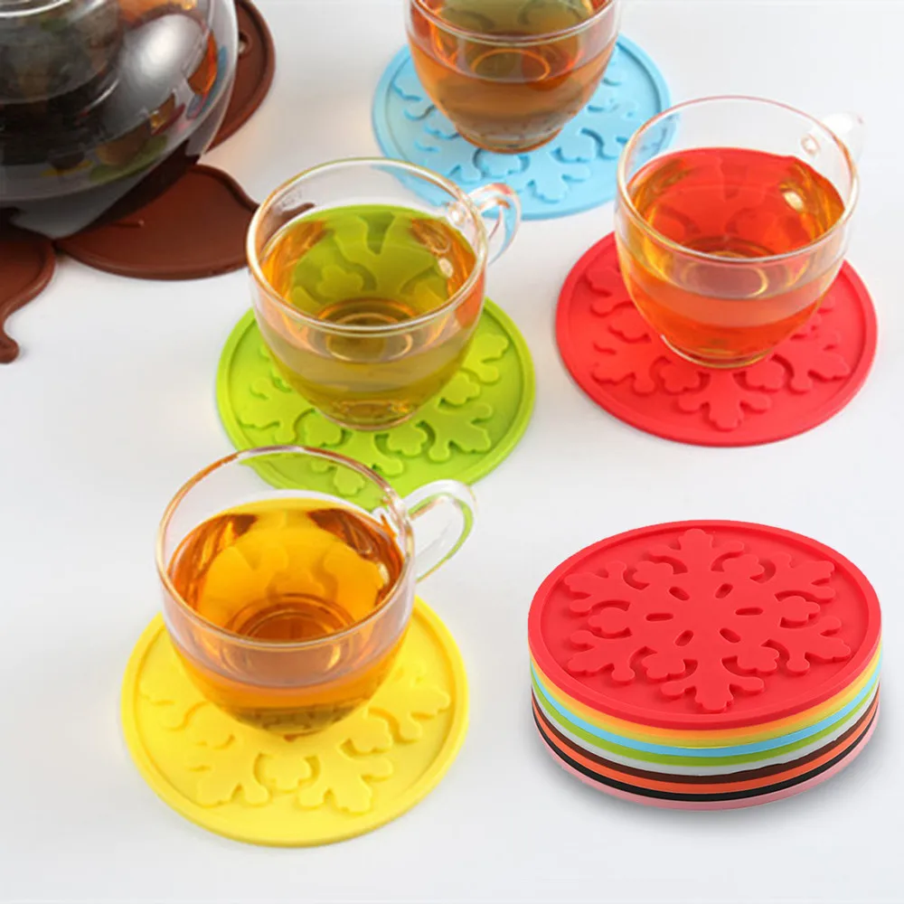 

Pads table mats plastic Fashion Silicone Heat Insulation Coffee Tea leaves Cup Mug Mat Pad Coaster Blue