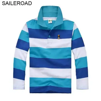 

SAILEROAD 3-15Year Juvenile Big Kids Boys Polo Shirts Cotton Striped Colors Casual Teenager Children Girls Long Sleeve Shirts