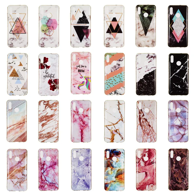 

Case for Huawei P30 Floral Marble Geometric Pattern Crystal Clear Transparent TPU Cover for Huawei P30 Pro Honor10lite Case