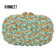 Роскошная Бирюзовая вечерняя сумочка с кристаллами, вечерние сумочки, женская свадебная сумочка, женская сумочка для выпускного, банкета, Дамский клатч