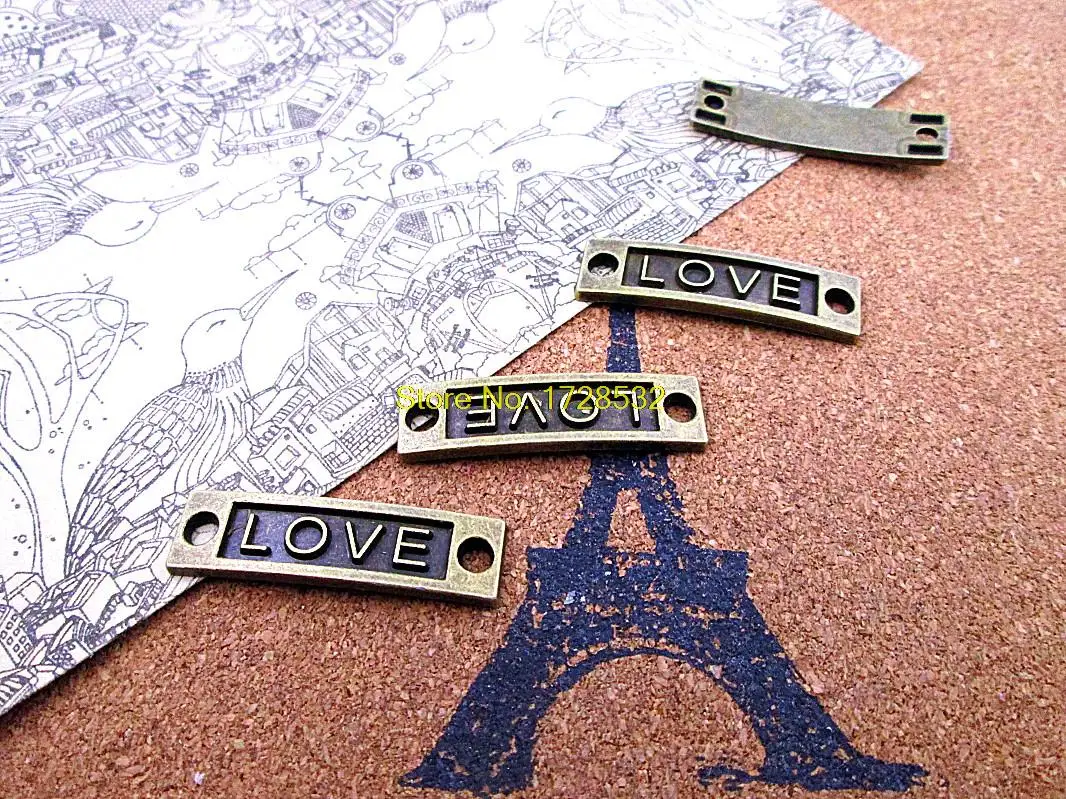 

15pcs LOVE charms--Antique brass tone love charms pendant,love Connector,36x10mm