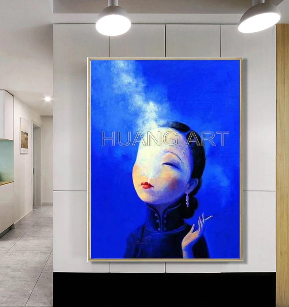 Hand Painted Classic Chinese Beauty Girl Oil Painting On Canvas