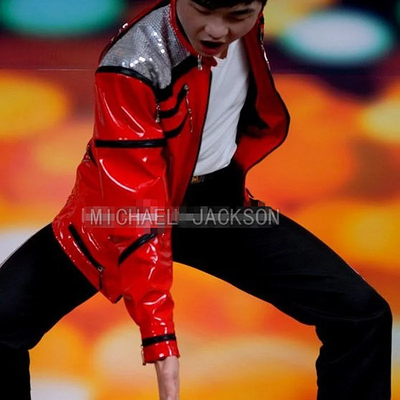 Classic  Red Zipper Michael Jackson MJ Beat It Casual Tailor Made America Fashion Style Jacket Outwear Imitation 4