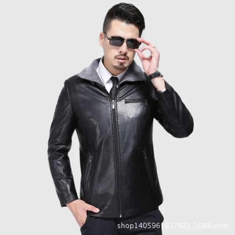 Hot 2017 New Men's Leather Jackets Winter Soft Genuine Leather Jackets Sheepskin warm Coats For Men Leather Clothing Fur Coat