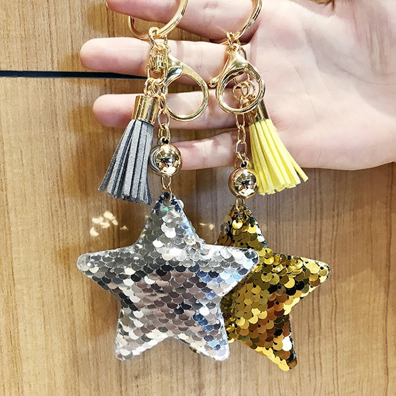 Элегантный Блестящий автомобильный брелок с блестками и кисточками подарки для