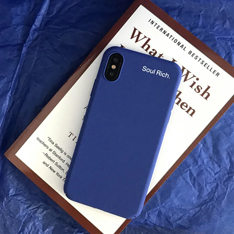 

Ultimate simple letter phone case for iphone cover X XR XS Max personality blue matte case for coque iphone 8 plus 7 6s 6 plus