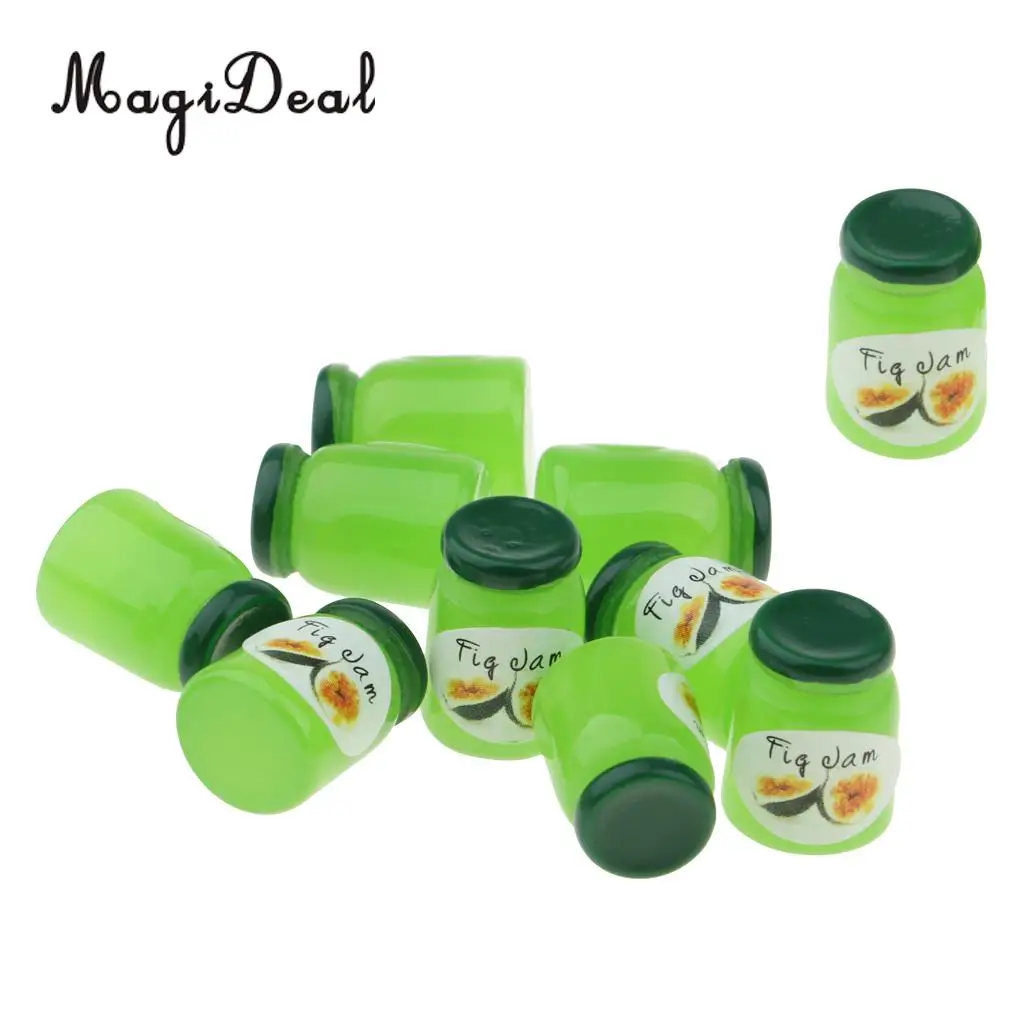 1/12 Dollhouse Food Grocery Miniature Soft Drink Juice Fig Jam Bottles Kitchen Accessory 10 Pieces Life Scene Decoration