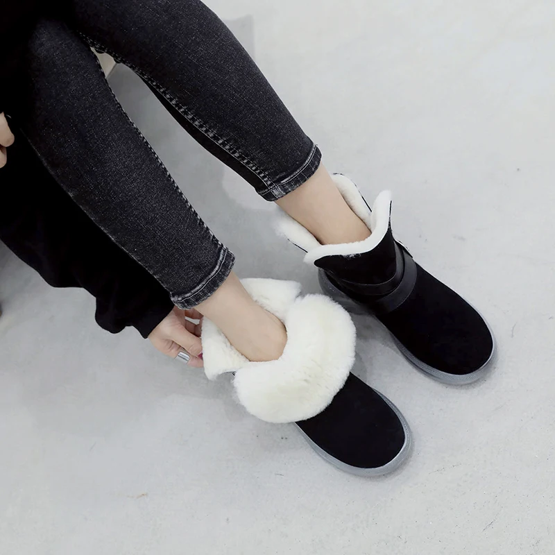 Kickway Invierno De Tamaño Casuales Botas Nieve Más 34 Vellón Cálido Plataforma 40 Thick Mujer Zapatos Piel Plush Plana Black Real fnCRqxSfwr