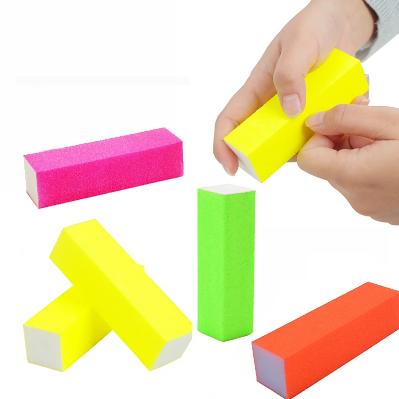 

2PCS Buffing Sanding Buffer Nail Files Fluorescent Color Cuboid 4 Sides Polished Gel Polish Nail Buffer DIY Manicure tools
