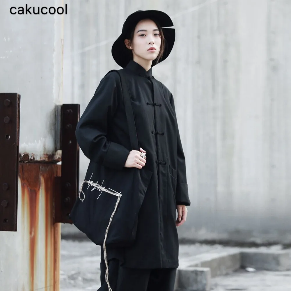 

Cakucool 2019 new spring and autumn dark Chinese style simple design female Chinese Tang suit long-sleeved long coat jacket
