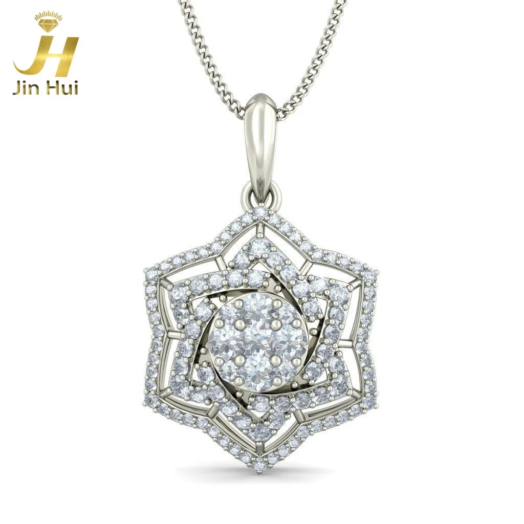 Jinhui Women The Sake Pendant Solid 18K White 750 Gold 1.173CT Natural Diamond Jewelry Free Engraving | Украшения и аксессуары
