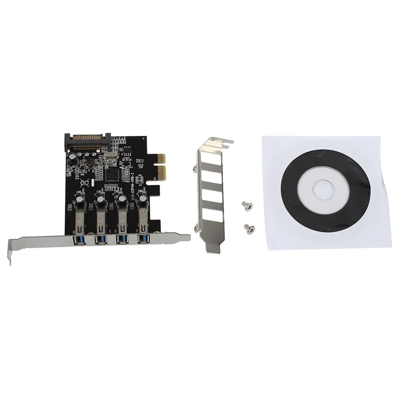 4-Порты и разъёмы SuperSpeed USB 3,0 PCI Express контроллер карты адаптер 15-pin SATA Мощность разъем низкий профиль