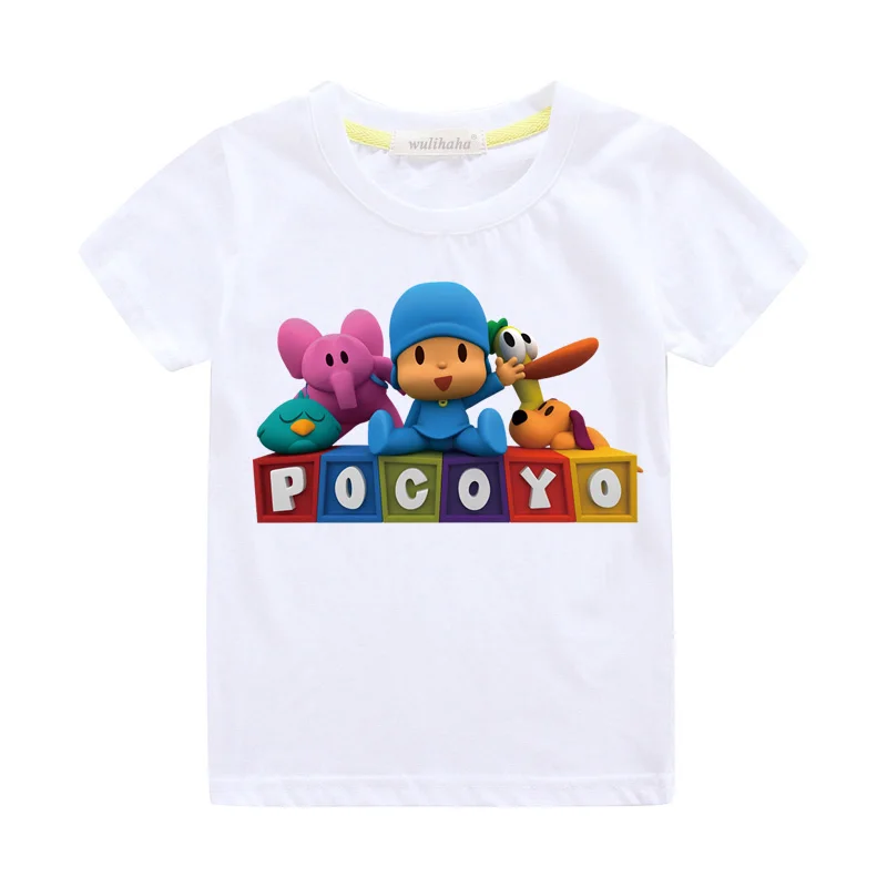 Детские летние футболки с принтом «мультфильм покойо» для мальчиков и девочек, милые 3D Забавные футболки, костюм, детская повседневная футболка, верхняя одежда для малышей ZA067