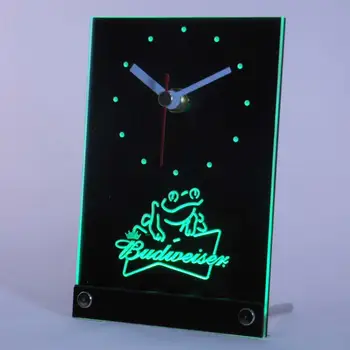 

tnc0476 Budweiser Frog Beer Table Desk 3D LED Clock