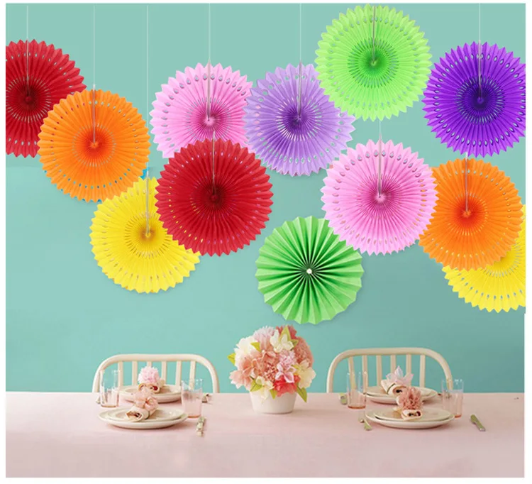 FANLUS Valentine's Day Decoration 20cm Paper Wheel Fans Pom Poms Flowers for Bridal Shower Wedding Anniversary Birthday Party  (6)