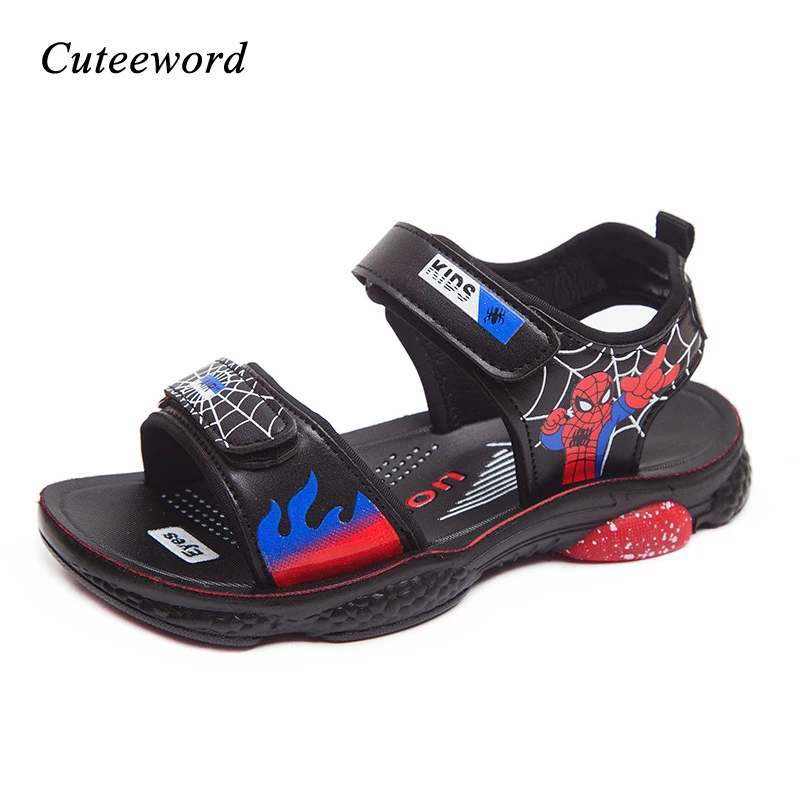 

Summer Children Sandals Boys Beach Shoes Fashion Spiderman Kids Casual Shoes Soft Bottom Leather Non-slip Boys Sandals Wholesale