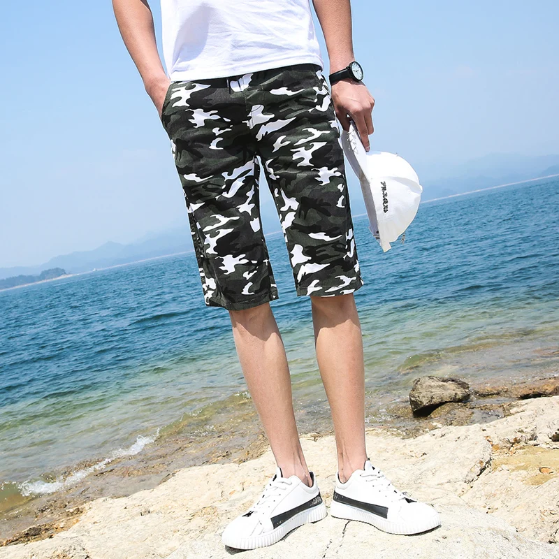 Летние мужские пляжные шорты модные камуфляжные цветные шорты мужские повседневные шорты большие размеры 34 36