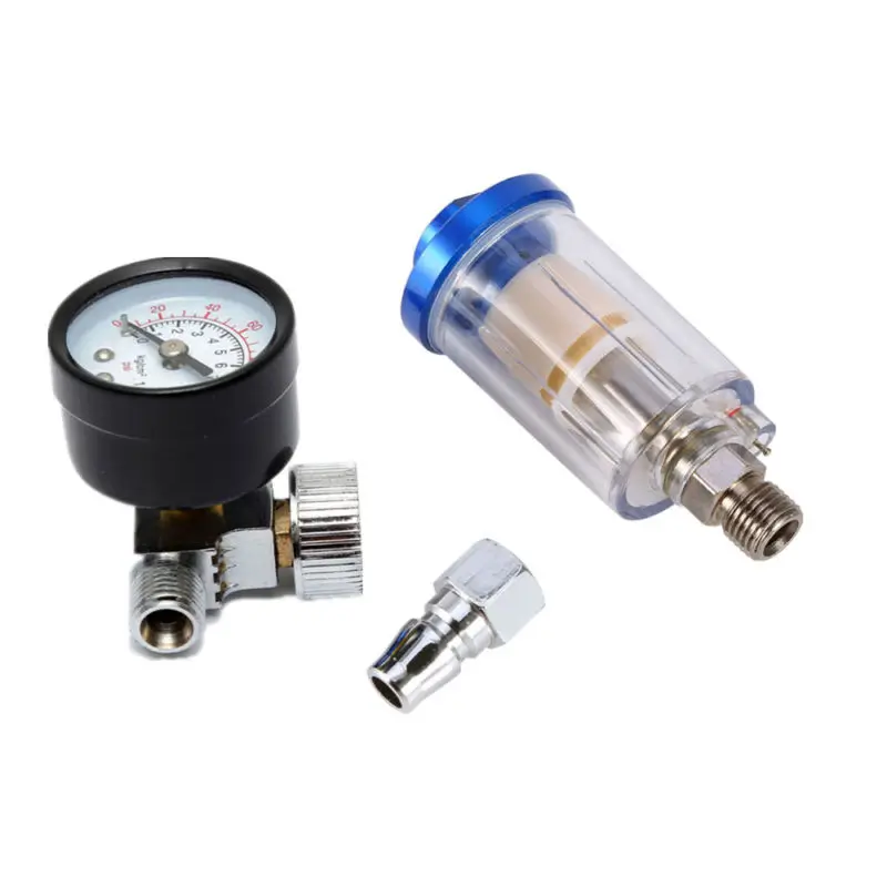 

0-180PSI Professional Gauge Pressure Spray Paint Gun Car In-Line Water Trap Filter Mini Air Pressure Regulator Gauge