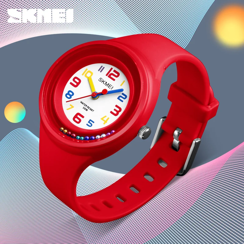 SKMEI 1386 модные вращающиеся бусины Детские часы 50 м водостойкие кварцевые наручные