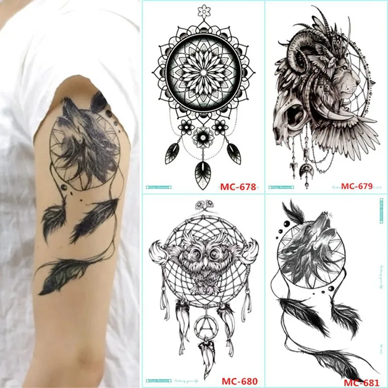 

4 patterns black new fashion waterproof temporary tattoo sticker Body Art fake henna tatto women Men Gift