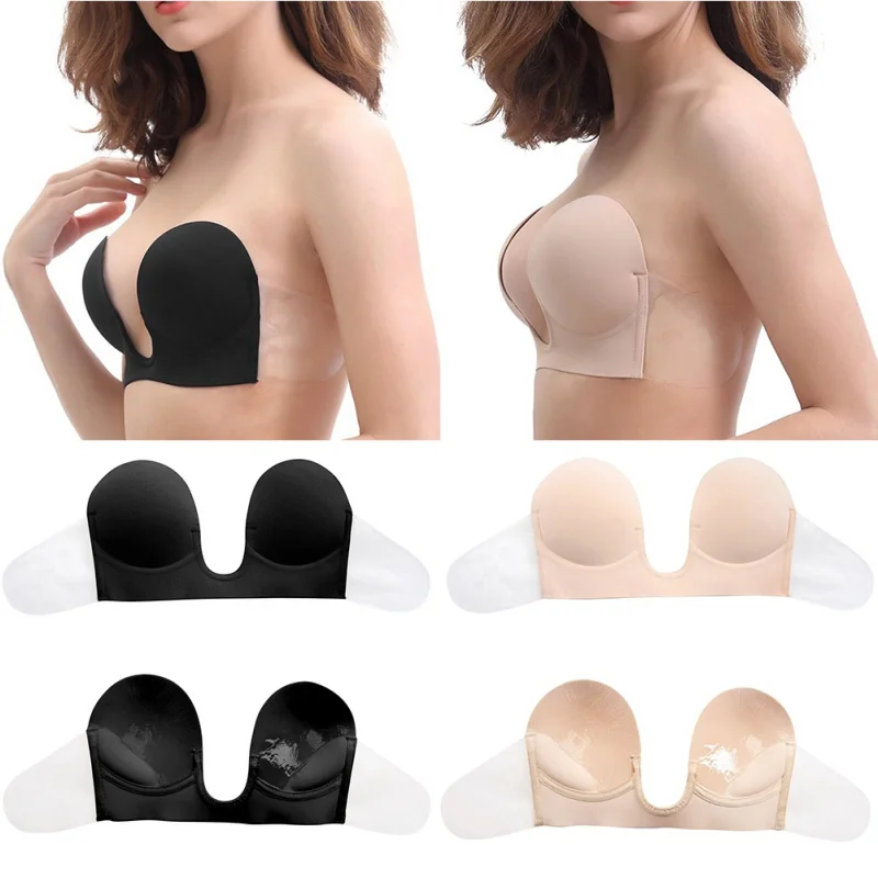 Невидимый Push-Up Bra Бюстгальтеры без бретелек торжественное платье свадебное вечернее Sticky самоклеящийся силиконовый бюстгальтер Plunge Bra