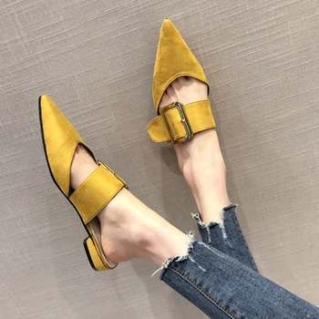 

Pointed sandals ladies high quality scorpion shoes ladies low heel slippers British style sandales women's slippers