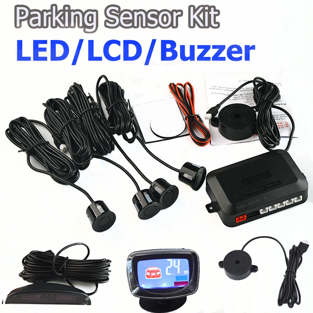 

Viecar 4Sensors LED Display/LCD Display/Buzzer 22mm Car Parking Sensor Kit Reverse Backup Car Parking Radar Monitor No Hole Saw