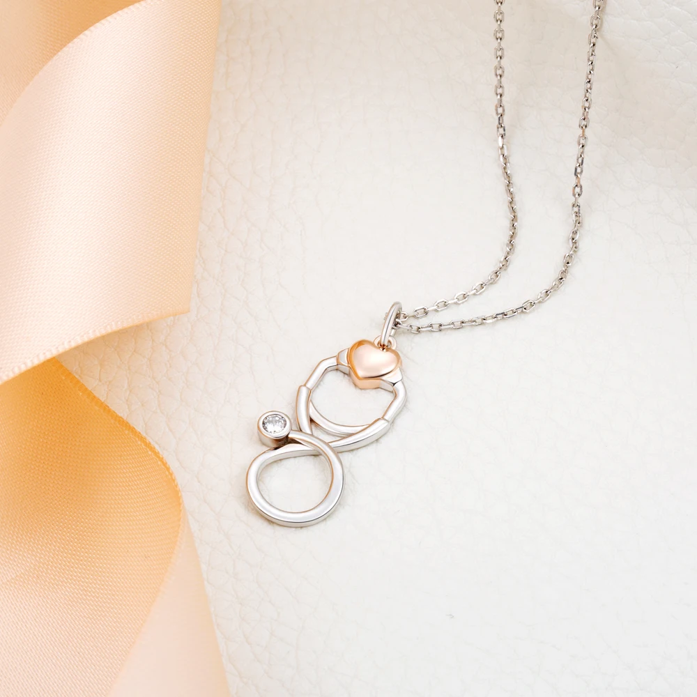 SG Heart Stethoscope Pendant 925 Sterling Silver Necklace For Doctors Nurse Medical students Medical Jewelry Graduation gift Fine Jewelry