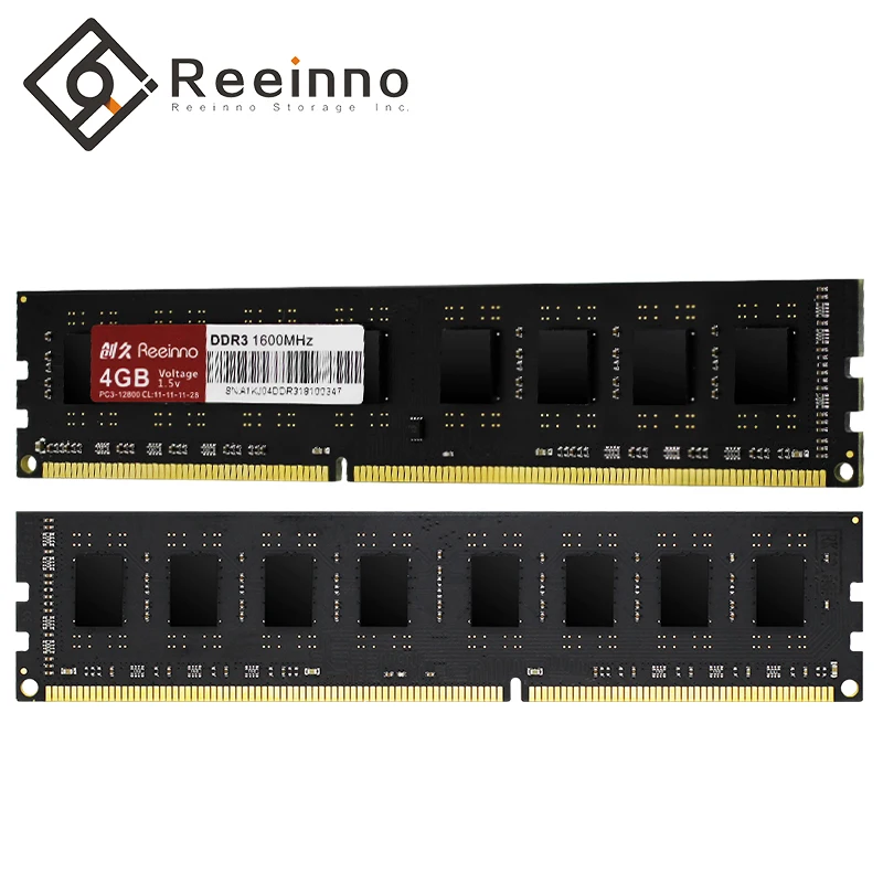 Reeinno оперативная память ddr3 4 ГБ/8 ГБ 1600 МГц двухканальная память для настольного компьютера 1,5 V NON-ECC 12800 МБ/с. 240pin пожизненная гарантия для Intel и AMD