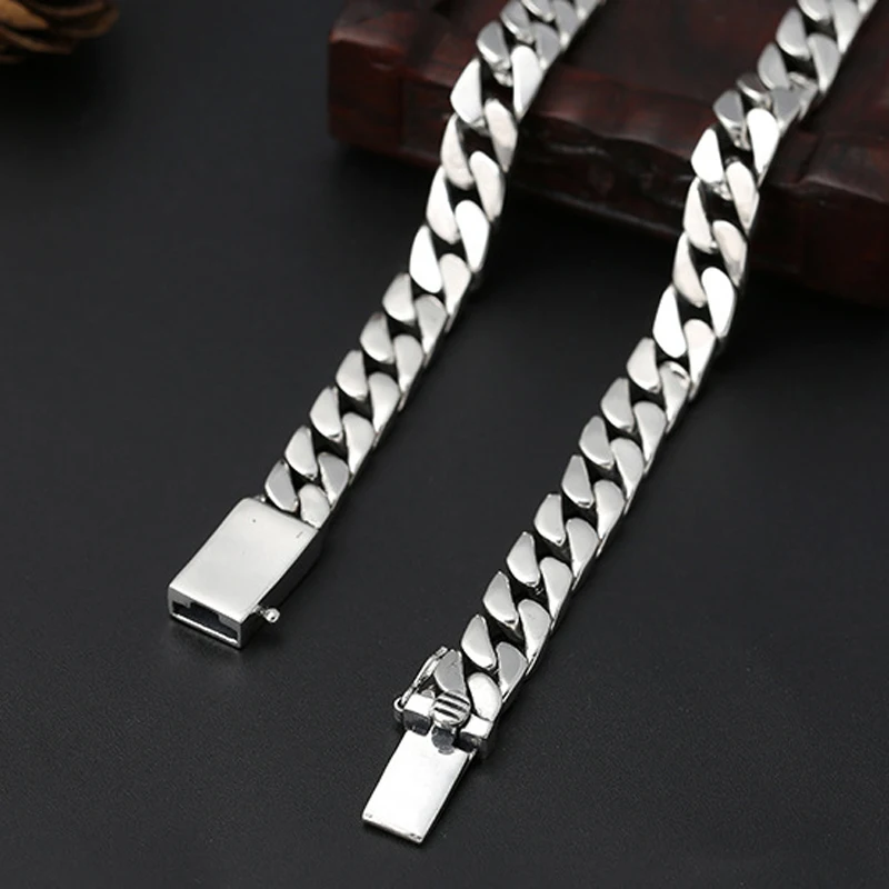 Fine jewelry 925 sterling silver jewelry link chain necklace Top quality Thai silver men's 8mm Heavy S925 Silver Chain 55cm/60cm