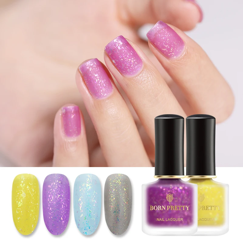 

BORN PRETTY 6ml Nail Polish Matte Micas Serises Green Purple Silver Colorful Design Irregular Sequins Nail Art Polish Lacuquer