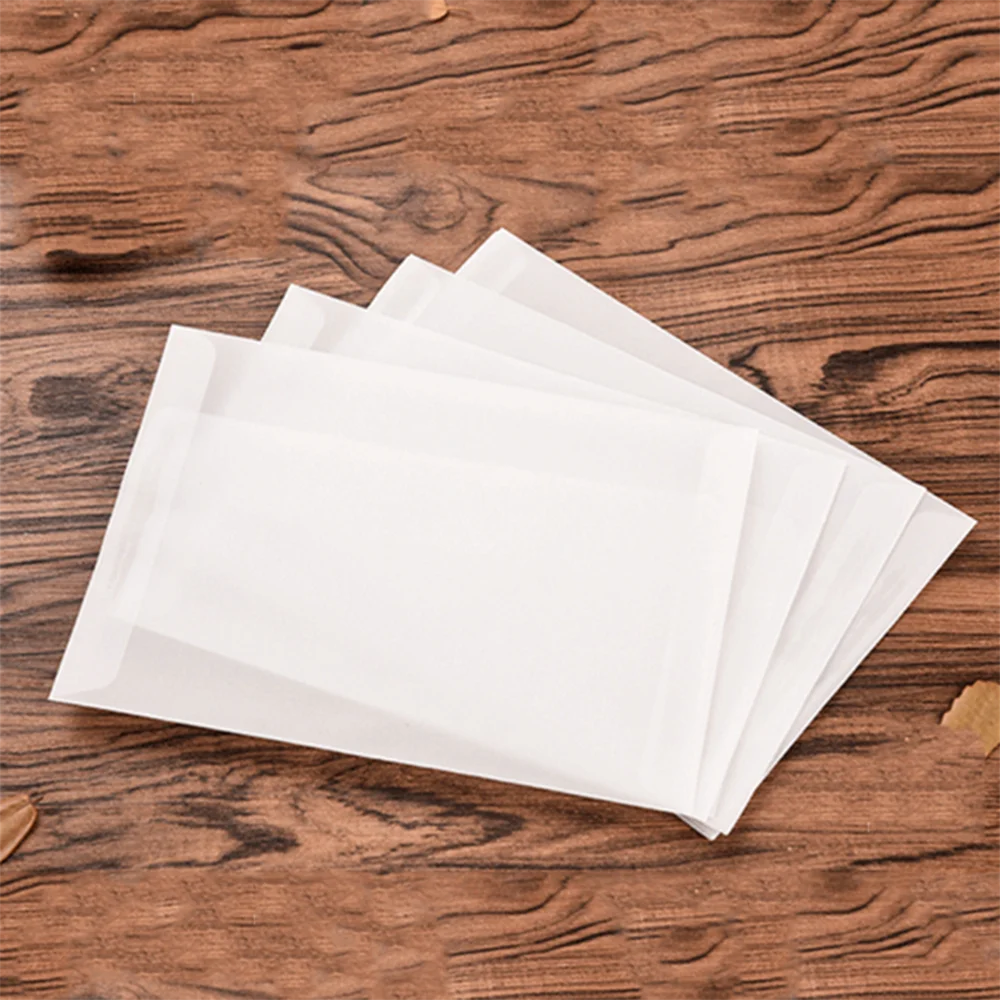 10pcs Vintage Blank Translucent Envelopes Blank Acid Paper Postcard Invitation Card Paper Bags Wages Letter Paper Cover Gift