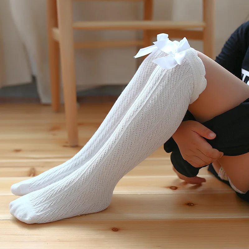 Pu Ran® Cotton Girls Kids Cute Bow Tights High Knee Socks 