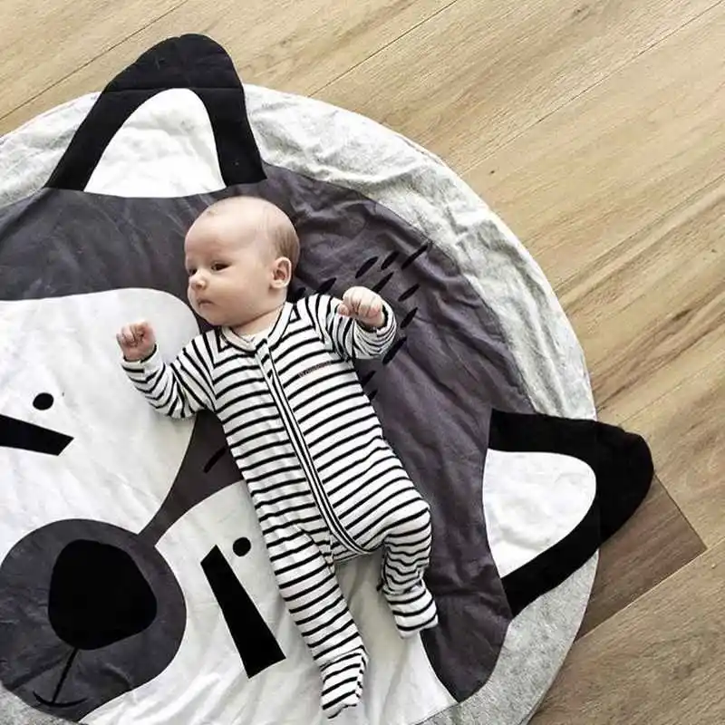 buy Baby crawling comfortable cotton mat home mattress cartoon fox ground mat, lovely and soft round carpet