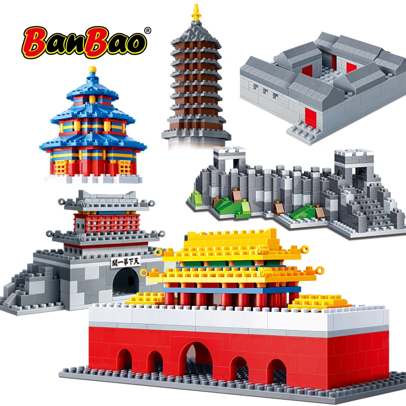 

BanBao Tiananmen Great Wall Temple Heaven Tower Chinese Architecture Educational Building Blocks Bricks Kids Children Toys Model