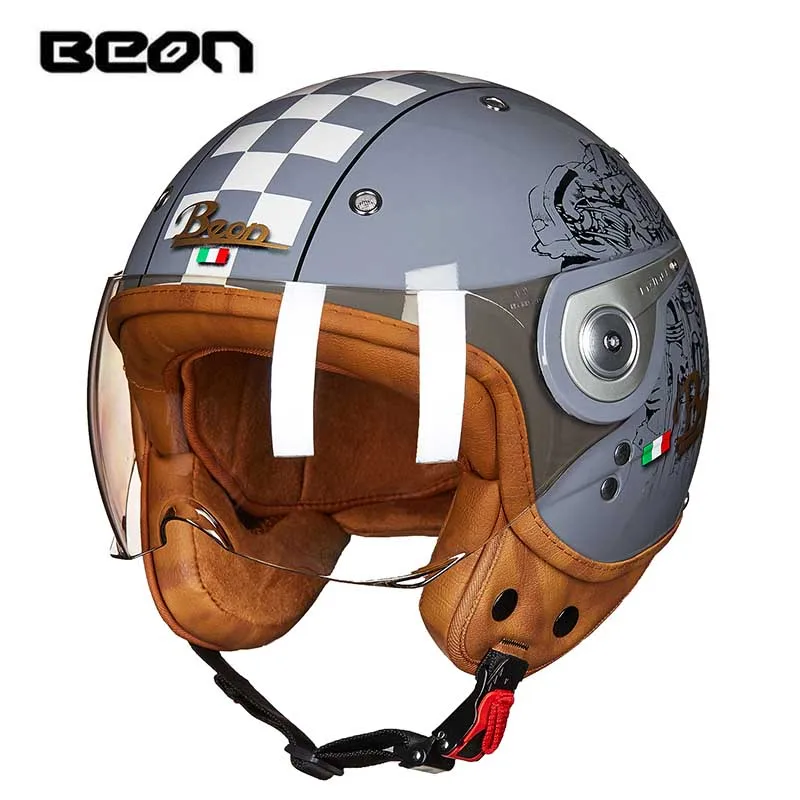 

2018 Netherland ECE Certification BEON 3/4 open Face Motorcycle Helmet Retro Motorbike scooter chopper Helmet made of ABS