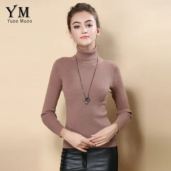 

Yuoomuoo High Quality Women Sweater New Turtleneck Pullover Winter Tops Solid Cashmere Sweater Autumn Female Sweater Sale