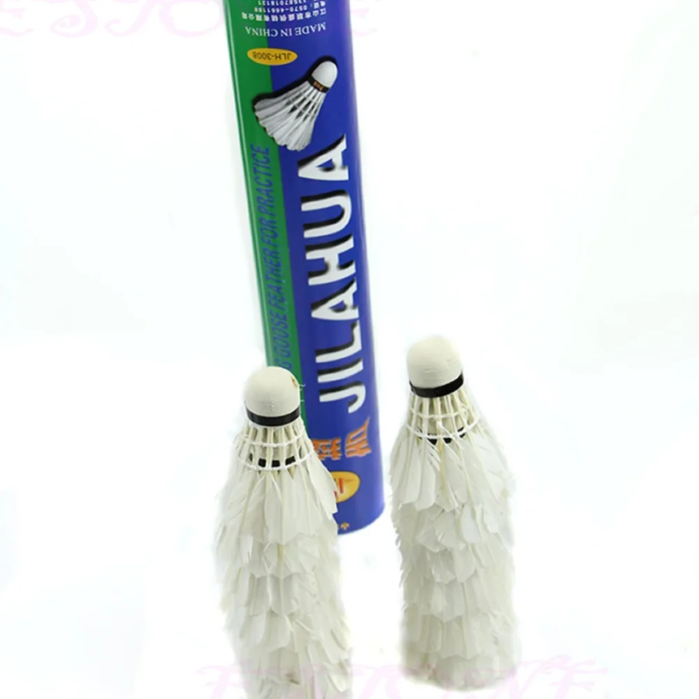 12X entrenamiento deportes White Goose Feather Birdies Juego de Pelota Shuttlecocks Badminton 12X entrenamiento deportes White Goose Feather Birdies Juego de Pelota Shuttlecocks Badminton