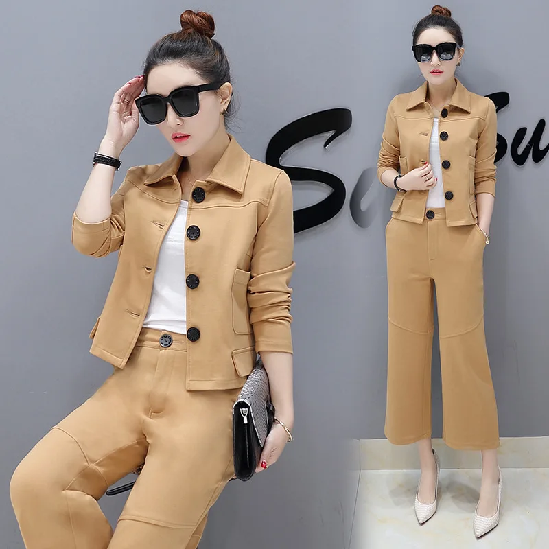Drkobr Women's 2-Piece Suit Set - Notch Lapel Jacket & Wide Leg Pants For Wedding & Formal Events