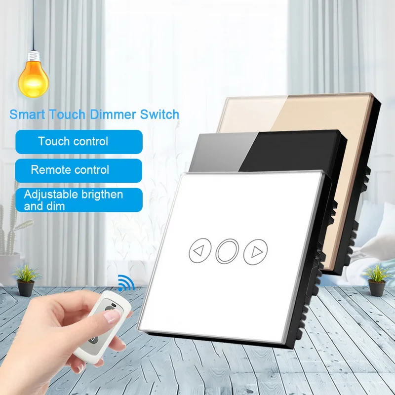 

Urijk 1 Gang 1Way LED Light Smart Touch Dimmer Switch Tempered Glass Touch Sensor Panel With Wireless Remote Control Switch