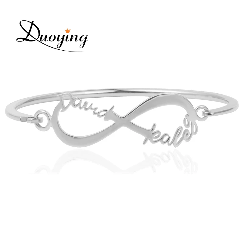 

Duoying Silve Color Infinity Bangle Custom Name Personalized Bracelets Gift for Her Simple Love Jewelry Family Bracelet for Etsy