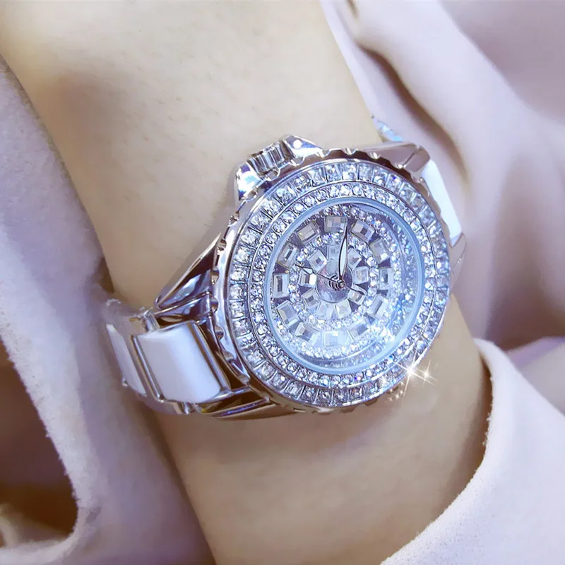 Керамическое платье женские часы reloj mujer кварцевые Роскошные розовое золото