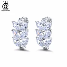 ORSA JEWELS 2018 Silver Color Earrings Leaf Style Marquise Cut AAA Austrian Clear Zircon Women Fashion
