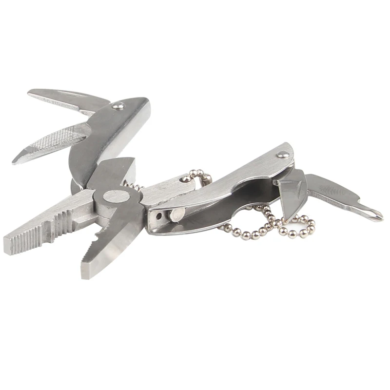 Portable Multifunction Stainless Steel Folding Plier Foldaway Knife Keychain Screwdriver 21-39-2