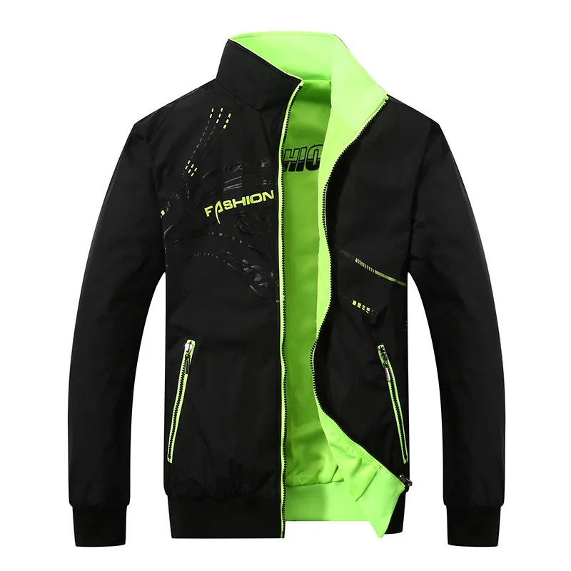 

TIEPUS The New Jacket Male Spring Autumn Zipper Embroidery Printing Double Surface Brand Jacket Men'S Casual Thin Jacket Coat