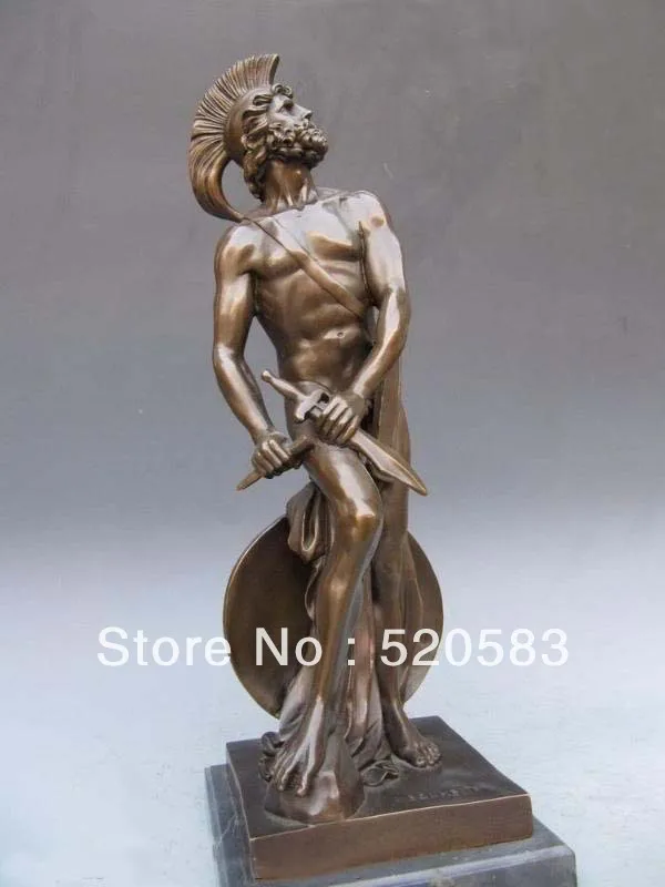 

Signed Pure Bronze Greece Warrior Achilles Nude Male AA