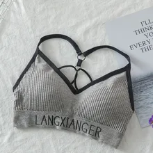 Женский бюстгальтер пуш-ап без косточек, модное сексуальное нижнее белье с буквенным принтом, топ на бретелях, нижнее белье