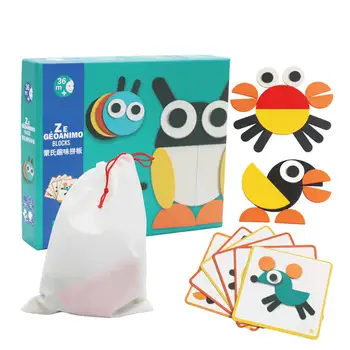

Montessori Jigsaw Tangram 3d Puzzle Set Toys Animal For Kids Wooden Children gift for new year